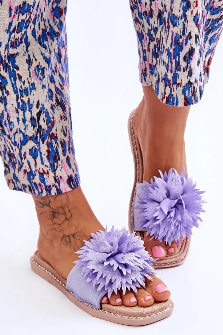 Boto Klapki Damskie Klasyczne*Zamszowe Damskie Klapki Z Ozdobą Fioletowe Giorgia Fioletowy