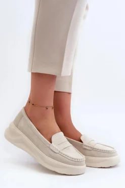 Damskie Evento Zamszowe Damskie Mokasyny Jasnobeżowe Filidia