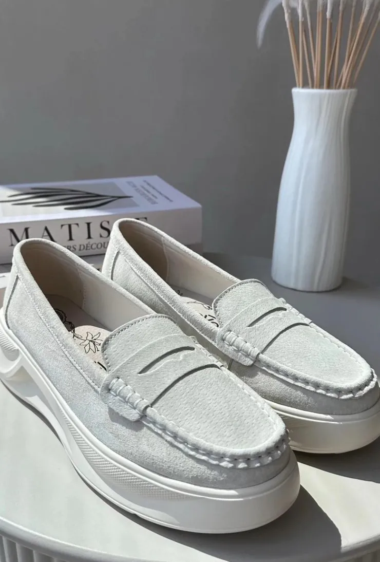 Damskie Evento Zamszowe Damskie Mokasyny Jasnobeżowe Filidia