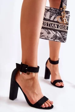 Boto Sandały Na Obcasie*Zamszowe Damskie Sandałki Na Obcasie Czarne Bergamo