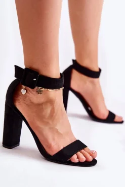 Boto Sandały Na Obcasie*Zamszowe Damskie Sandałki Na Obcasie Czarne Bergamo