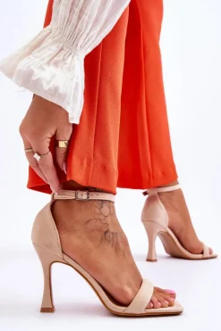 Discount Boto Zamszowe Damskie Sandały Na Obcasie Beżowe Rousses