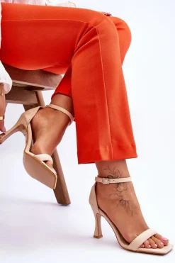 Discount Boto Zamszowe Damskie Sandały Na Obcasie Beżowe Rousses