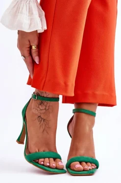 Damskie Boto Zamszowe Damskie Sandały Na Obcasie Zielone Rousses