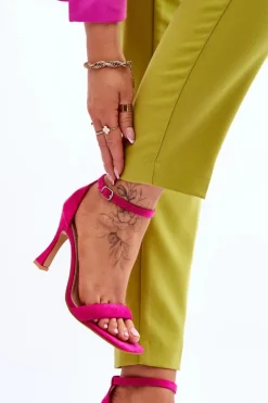 Boto Sandały Na Obcasie*Zamszowe Damskie Sandały Na Obcasie Fuksja Rousses