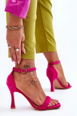 Boto Sandały Na Obcasie*Zamszowe Damskie Sandały Na Obcasie Fuksja Rousses