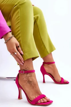 Boto Sandały Na Obcasie*Zamszowe Damskie Sandały Na Obcasie Fuksja Rousses