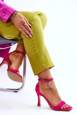 Boto Sandały Na Obcasie*Zamszowe Damskie Sandały Na Obcasie Fuksja Rousses