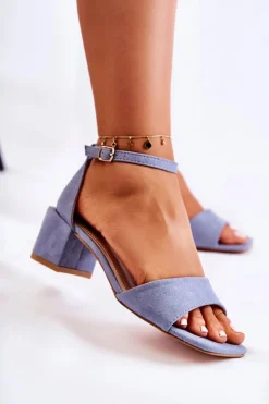 Damskie Boto Zamszowe Damskie Sandały Na Obcasie Niebieskie Luciana