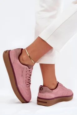 Daniel Lopez Just Dare Buty Sportowe Na Platformie|Sneakersy Damskie*Zamszowe Damskie Sneakersy SS2D4010 Różowe Różowy