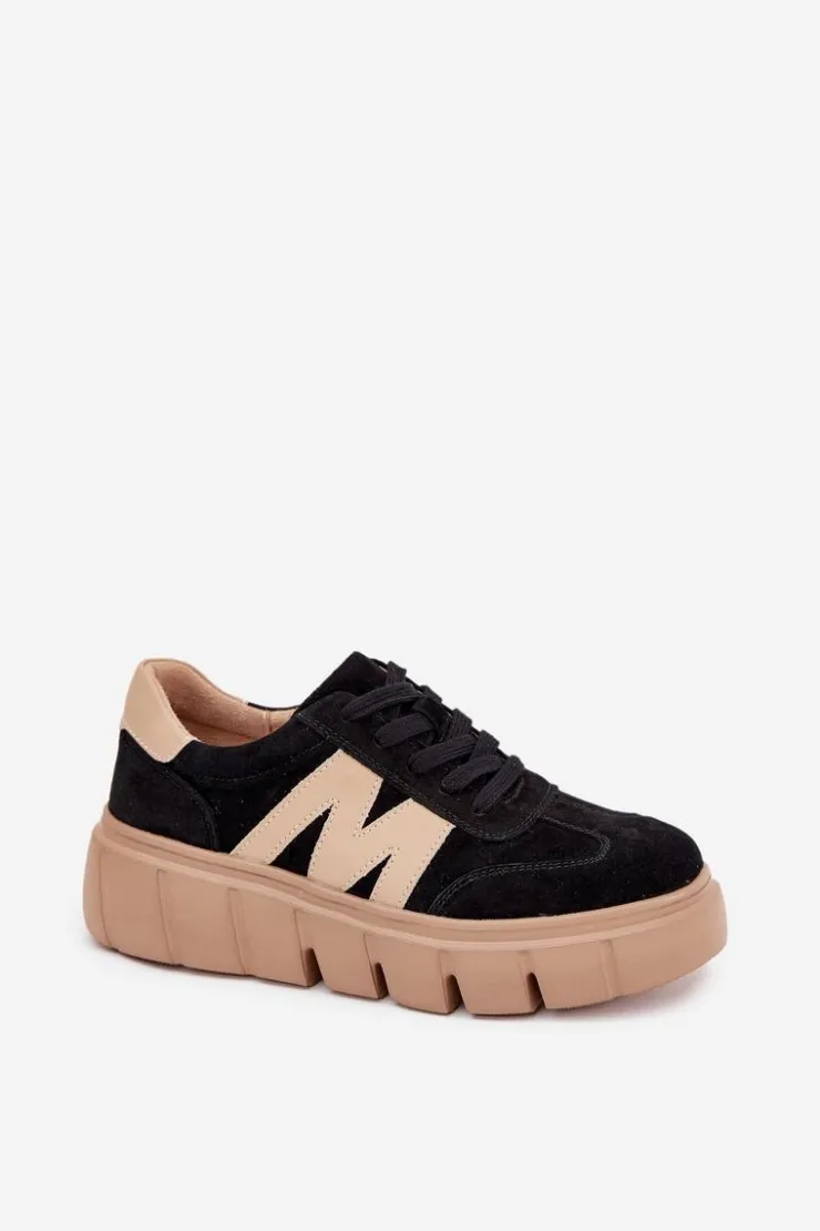 Hot Buty damskie Vinceza Zamszowe Damskie Sneakersy Na Platformie Vinceza 79561 Czarne Czarny