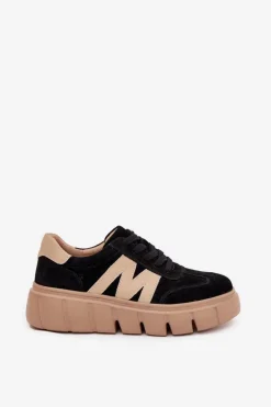 Hot Buty damskie Vinceza Zamszowe Damskie Sneakersy Na Platformie Vinceza 79561 Czarne Czarny