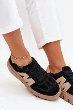 Hot Buty damskie Vinceza Zamszowe Damskie Sneakersy Na Platformie Vinceza 79561 Czarne Czarny