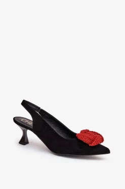 CheBello Szpilki Zamszowe|Czółenka Zamszowe*Zamszowe Eleganckie Czółenka Na Szpilce 4666 Czarne Czarny