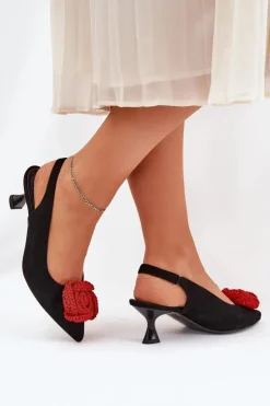 CheBello Szpilki Zamszowe|Czółenka Zamszowe*Zamszowe Eleganckie Czółenka Na Szpilce 4666 Czarne Czarny