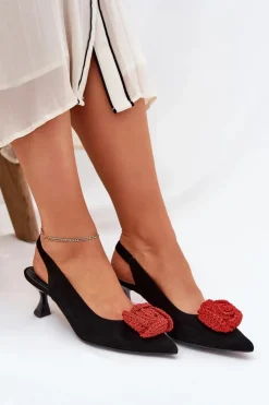 CheBello Szpilki Zamszowe|Czółenka Zamszowe*Zamszowe Eleganckie Czółenka Na Szpilce 4666 Czarne Czarny