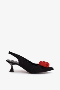 CheBello Szpilki Zamszowe|Czółenka Zamszowe*Zamszowe Eleganckie Czółenka Na Szpilce 4666 Czarne Czarny