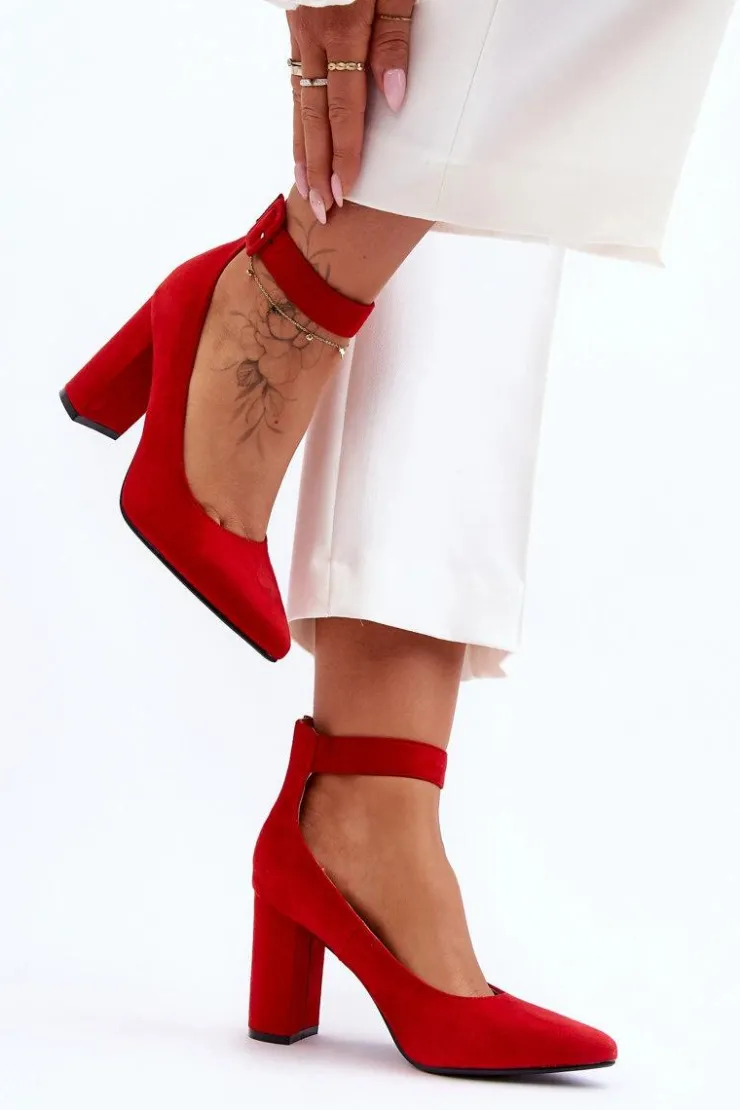 Best Boto Zamszowe Eleganckie Czółenka Czerwone Gloria