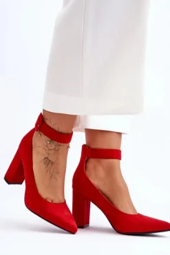 Best Boto Zamszowe Eleganckie Czółenka Czerwone Gloria