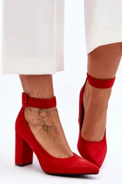 Best Boto Zamszowe Eleganckie Czółenka Czerwone Gloria