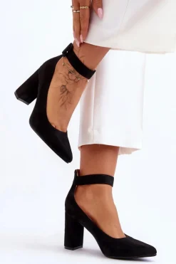 Boto Czółenka Zamszowe|Czółenka Na Słupku*Zamszowe Eleganckie Czółenka Czarne Gloria