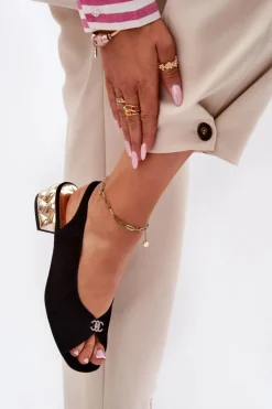 Best CheBello Zamszowe Eleganckie Sandały Damskie 4724 Czarne Czarny