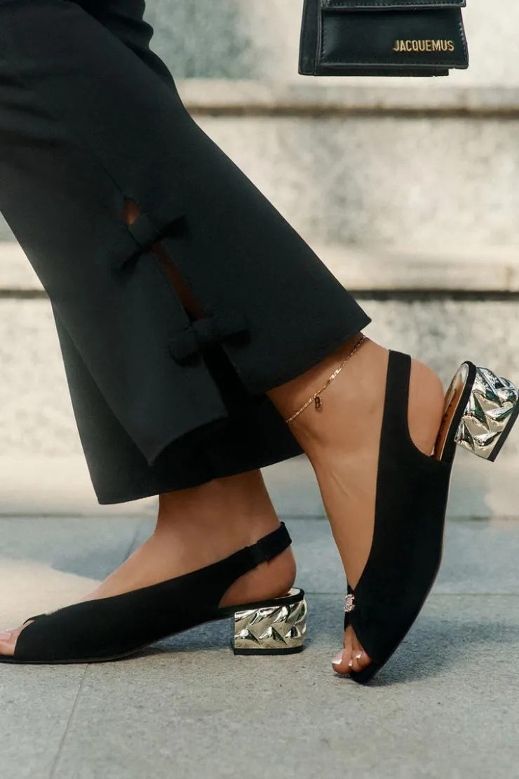 Best CheBello Zamszowe Eleganckie Sandały Damskie 4724 Czarne Czarny