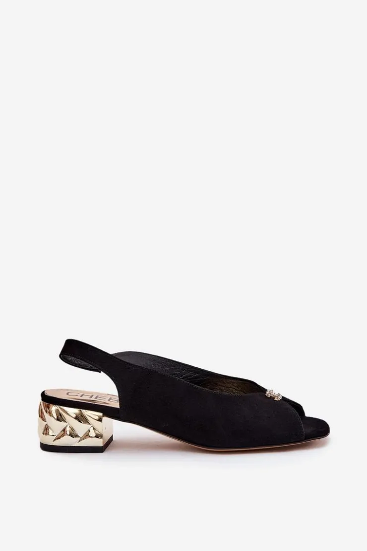 Best CheBello Zamszowe Eleganckie Sandały Damskie 4724 Czarne Czarny