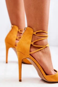 Boto Szpilki Zamszowe*Zamszowe Eleganckie Szpilki Żółte Loveth