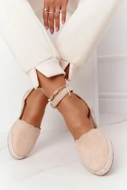 Sale Damskie buty S.Barski Zamszowe Espadryle Na Słomkowej Podeszwie S.Barski Beżowe