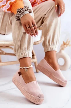Online Boto Zamszowe Espadryle Wsuwane Różowe Lesley