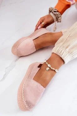 Online Boto Zamszowe Espadryle Wsuwane Różowe Lesley