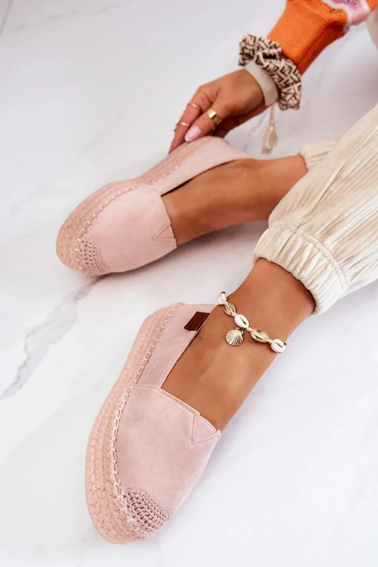 Online Boto Zamszowe Espadryle Wsuwane Różowe Lesley