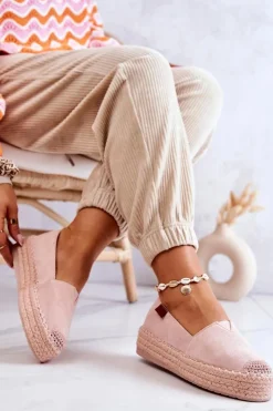 Online Boto Zamszowe Espadryle Wsuwane Różowe Lesley