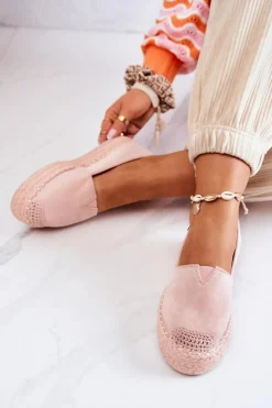 Online Boto Zamszowe Espadryle Wsuwane Różowe Lesley