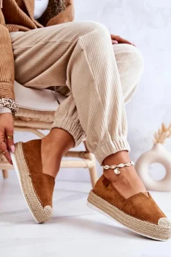 Boto Czarne Espadryle*Zamszowe Espadryle Wsuwane Camel Lesley