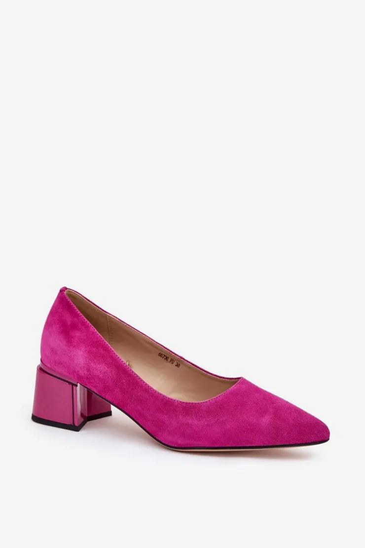 Buty damskie Vinceza Czółenka Zamszowe|Czółenka Na Słupku*Zamszowe Gładkie Czółenka Ze Szpiczastymi Noskami Vinceza 66736 Fuksja Różowy