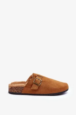 Boto Klapki Korkowe|Klapki Na Platformie*Zamszowe Klapki Damskie Z Futerkiem Brązowe Haidamia