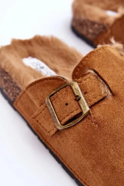 Boto Klapki Korkowe|Klapki Na Platformie*Zamszowe Klapki Damskie Z Futerkiem Brązowe Haidamia