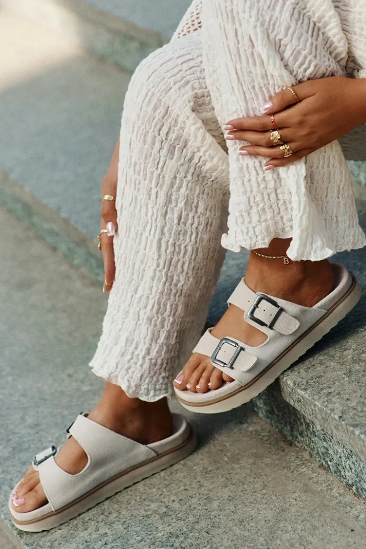 D.Franklin Klapki Damskie Klasyczne*Zamszowe Klapki Damskie Z Klamrami DFSH405001 Beżowe Beżowy