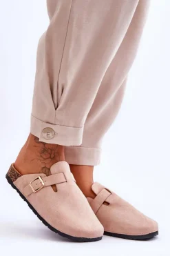 Boto Klapki Korkowe|Klapki Na Platformie*Zamszowe Klapki Na Korkowej Platformie Beżowe Vellma