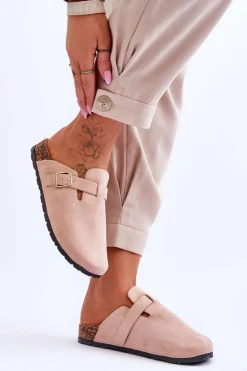 Boto Klapki Korkowe|Klapki Na Platformie*Zamszowe Klapki Na Korkowej Platformie Beżowe Vellma