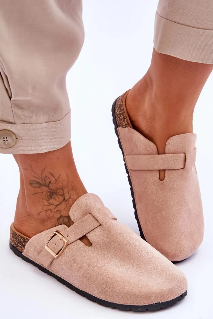 Boto Klapki Korkowe|Klapki Na Platformie*Zamszowe Klapki Na Korkowej Platformie Beżowe Vellma