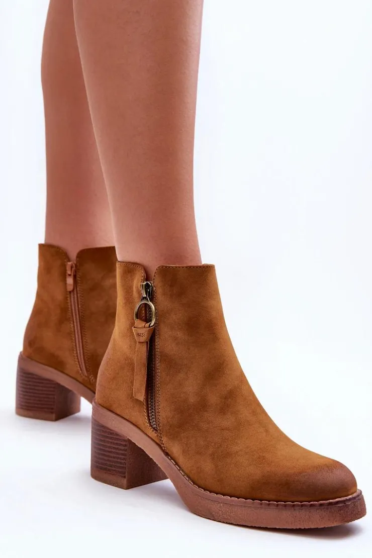 Online Boto Zamszowe Klasyczne Botki Damskie Brązowe Limoso