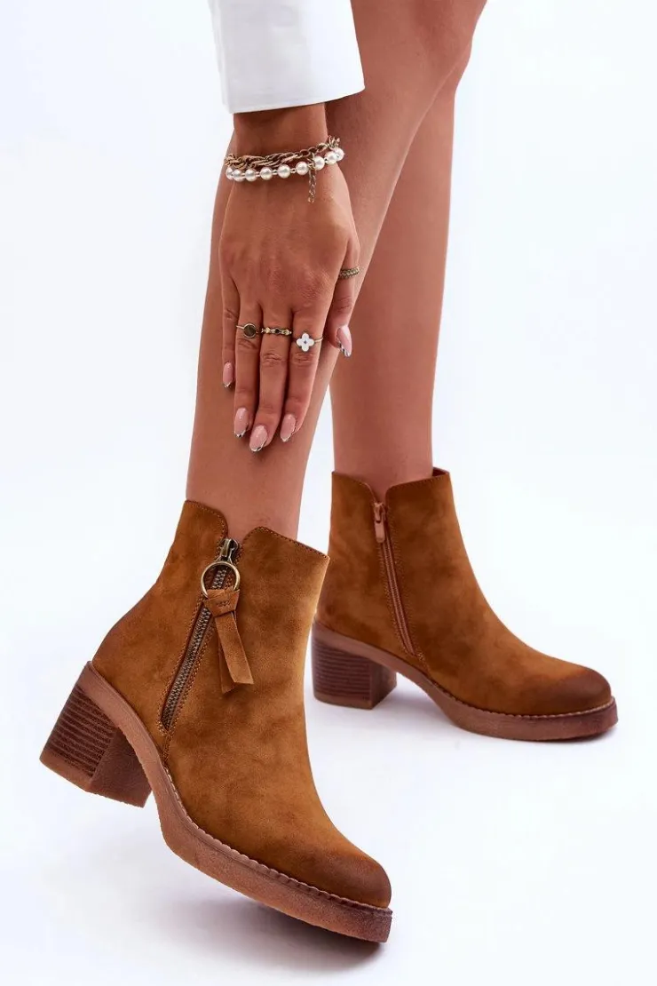 Online Boto Zamszowe Klasyczne Botki Damskie Brązowe Limoso