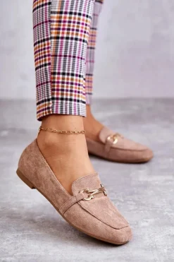 Damskie Boto Zamszowe Klasyczne Mokasyny Ciemnobeżowe Roddie