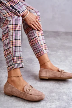 Damskie Boto Zamszowe Klasyczne Mokasyny Ciemnobeżowe Roddie