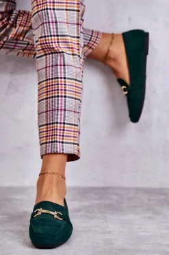 Boto Mokasyny Damskie Zamszowe*Zamszowe Klasyczne Mokasyny Zielone Roddie