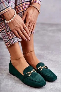 Boto Mokasyny Damskie Zamszowe*Zamszowe Klasyczne Mokasyny Zielone Roddie