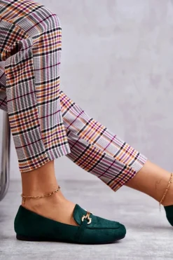 Boto Mokasyny Damskie Zamszowe*Zamszowe Klasyczne Mokasyny Zielone Roddie